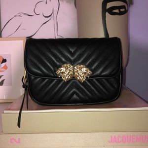 Zara Black Belt Bag With Gold Accents